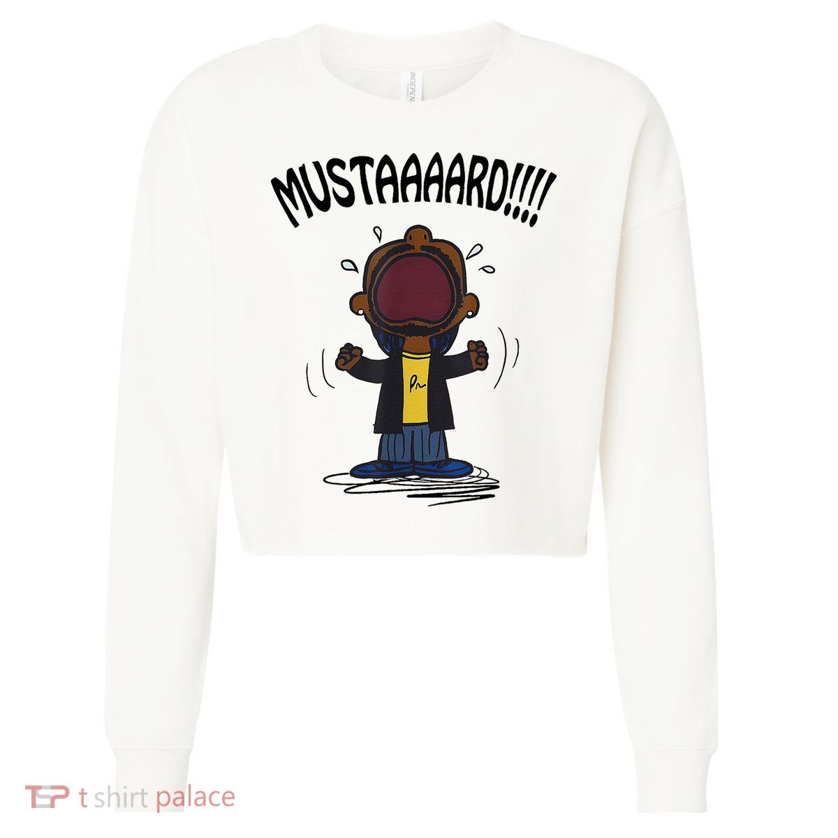 Mustard Meme Cropped Pullover Crew