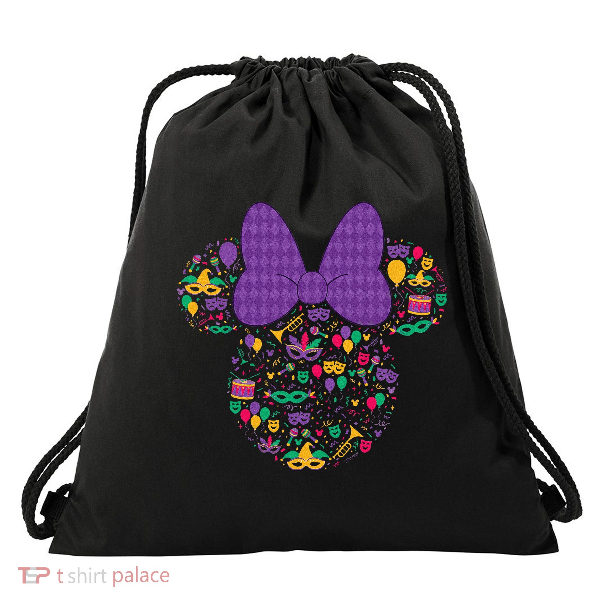 Minnie Mouse Mardi Gras Carnival Holiday Icon Drawstring Bag