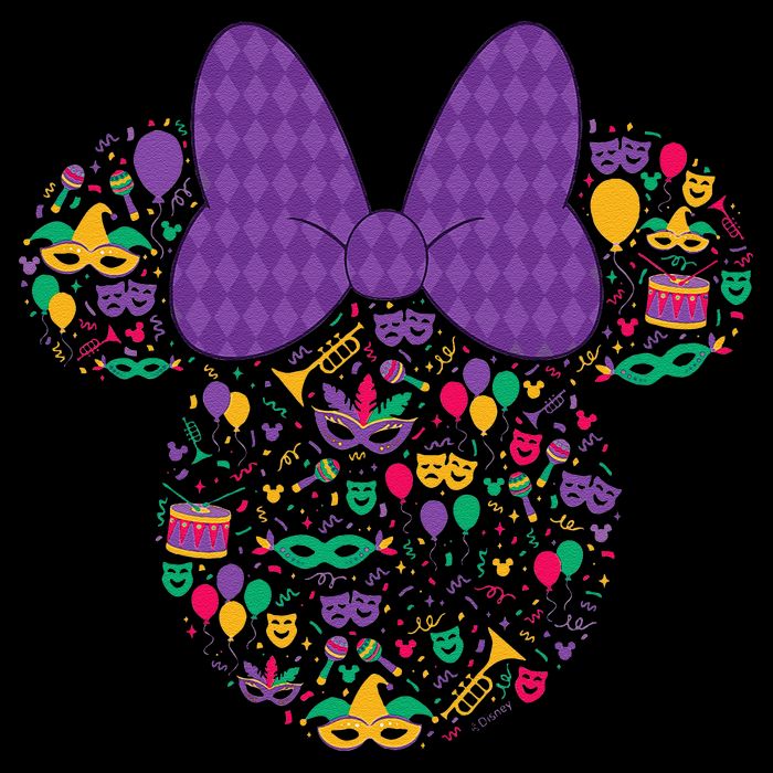 Minnie Mouse Mardi Gras Carnival Holiday Icon Flat Bill Trucker Hat