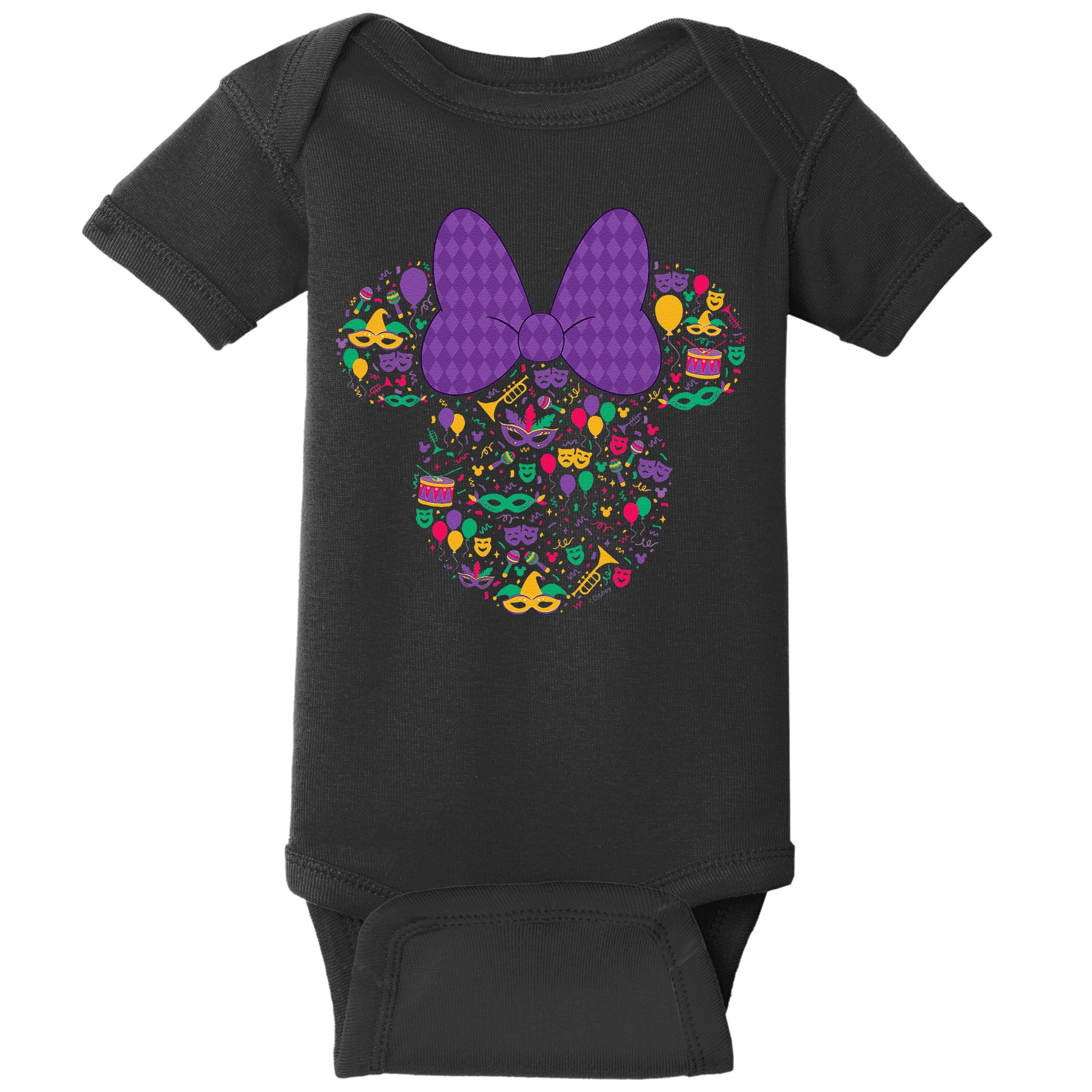 Minnie Mouse Mardi Gras Carnival Holiday Icon Baby Bodysuit