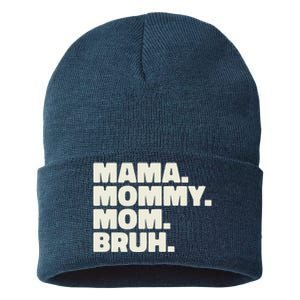 Mama Mommy Mom Bruh Funny For Mothers Day Sustainable Knit Beanie