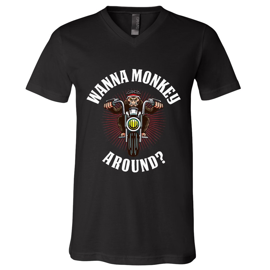 Monkey Motorcycle V-Neck T-Shirt