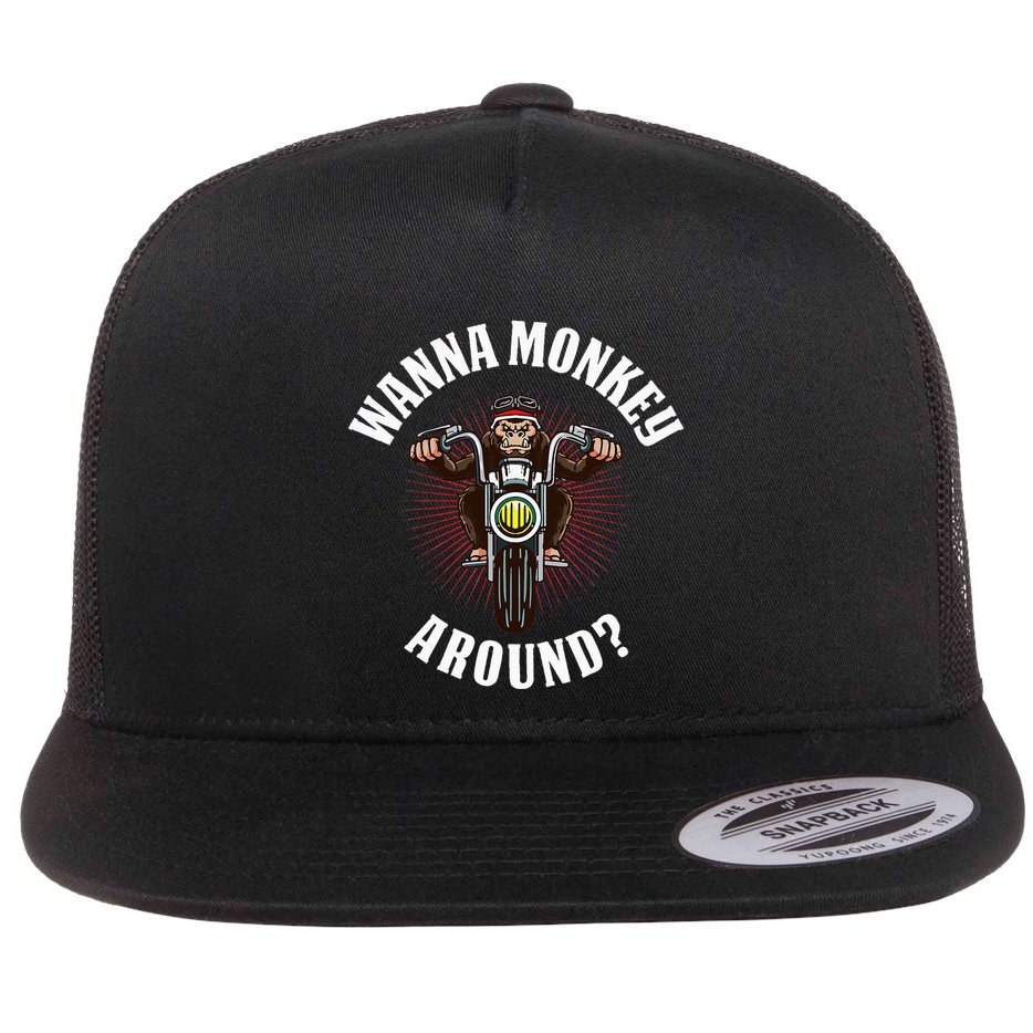 Monkey Motorcycle Flat Bill Trucker Hat