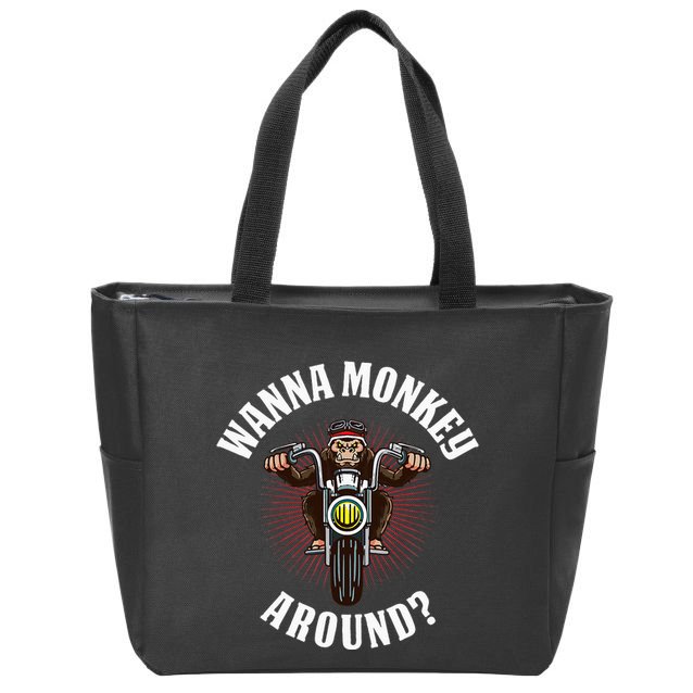 Monkey Motorcycle Zip Tote Bag