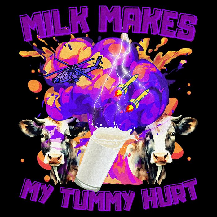 Milk Makes My Tummy Hurt Funny Sarcasm Oddly Specific Meme Full-Length Apron With Pockets