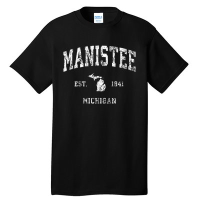 Manistee Michigan Mi Vintage Athletic Sports Design Tall T-Shirt