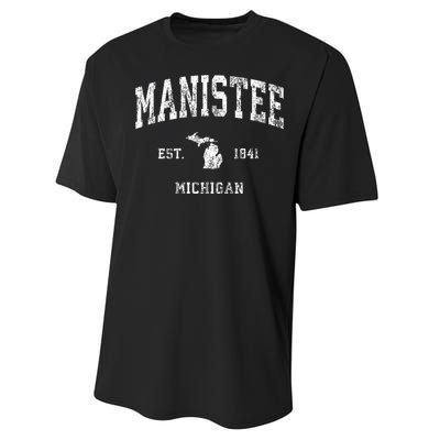 Manistee Michigan Mi Vintage Athletic Sports Design Performance Sprint T-Shirt