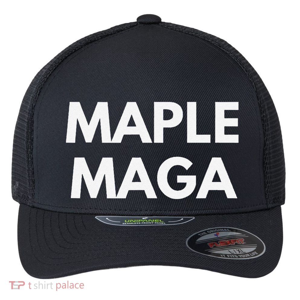 Maple Maga Mcga Make Canada Great Again Flexfit Unipanel Trucker Cap