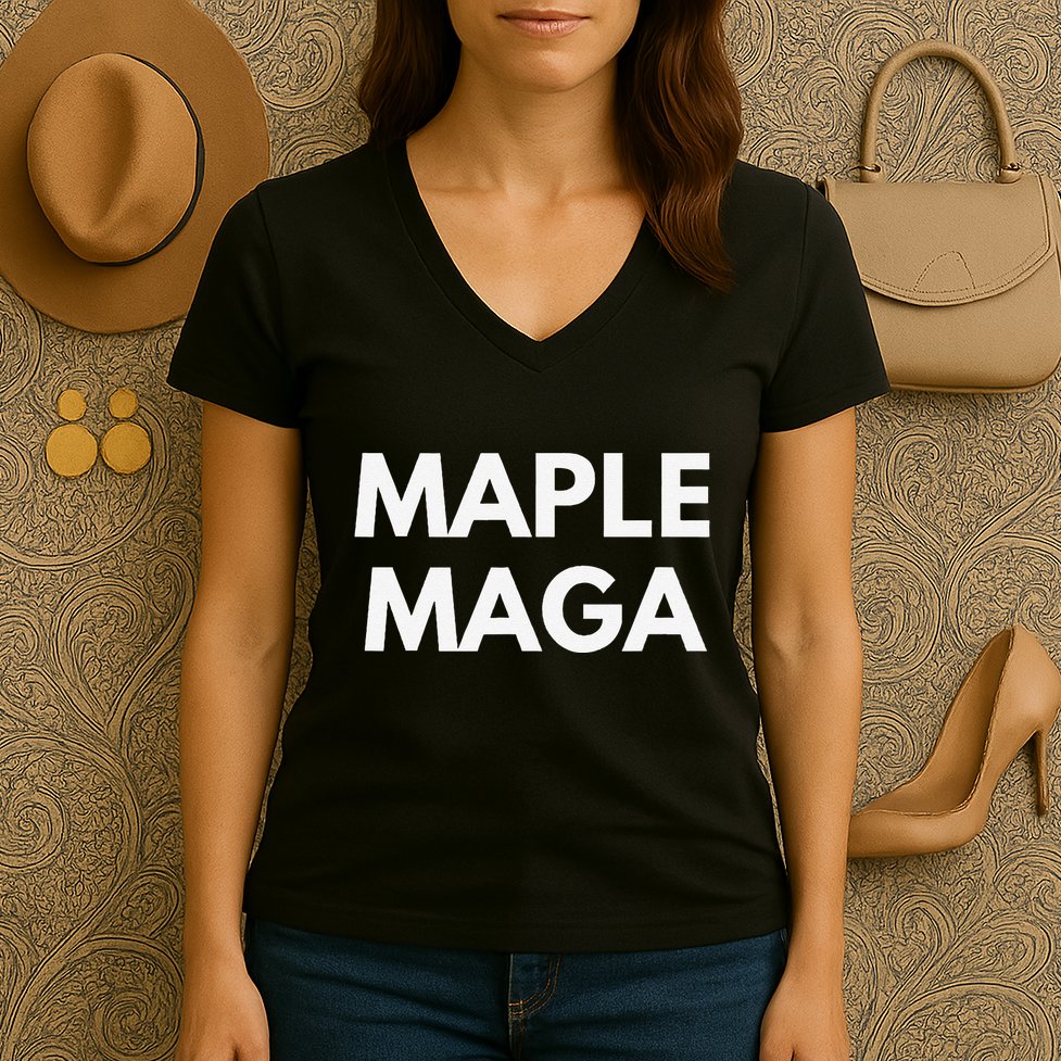 Maple Maga Mcga Make Canada Great Again Women's V-Neck T-Shirt