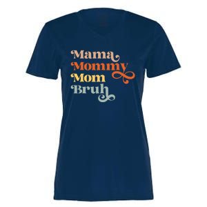 Mama Mommy Mom Bruh Retro Women's Momentum V-Neck T-Shirt