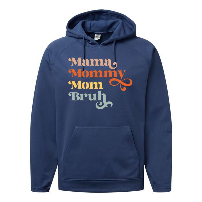 Mama Mommy Mom Bruh Retro Performance Fleece Hoodie