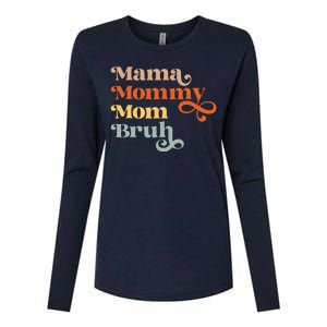 Mama Mommy Mom Bruh Retro Womens Cotton Relaxed Long Sleeve T-Shirt