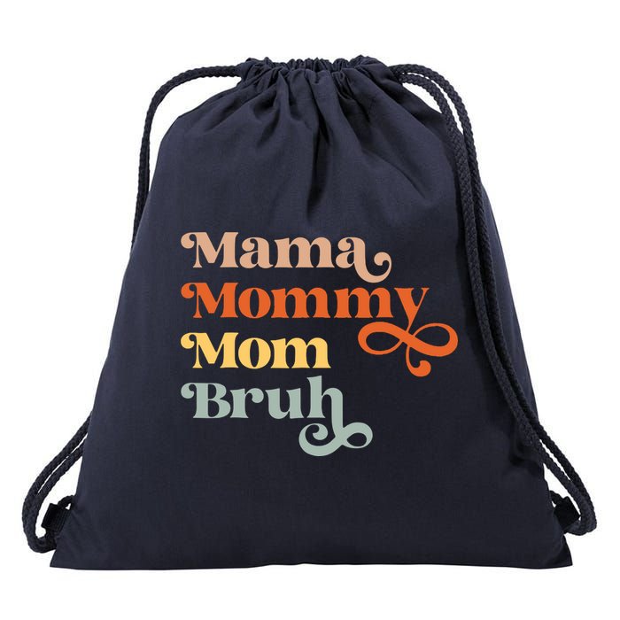 Mama Mommy Mom Bruh Retro Drawstring Bag