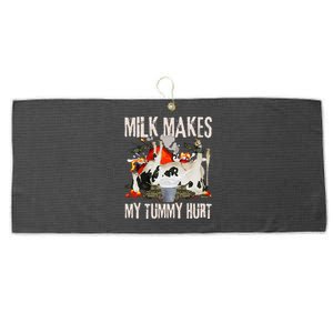 Milk Makes My Tummy Hurt Funny Sarcasm Oddly Specific Meme Large Microfiber Waffle Golf Towel