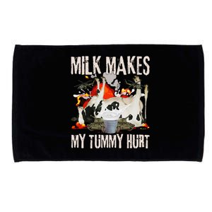 Milk Makes My Tummy Hurt Funny Sarcasm Oddly Specific Meme Microfiber Hand Towel