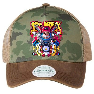 Mr. Monkey Monk Cool Character Riding Motorcycle Legacy Tie Dye Trucker Hat