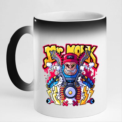 Mr. Monkey Monk Cool Character Riding Motorcycle 11oz Black Color Changing Mug