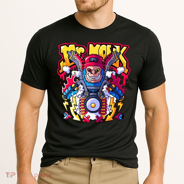 Mr. Monkey Monk Cool Character Riding Motorcycle Performance Shirt