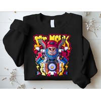 Mr. Monkey Monk Cool Character Riding Motorcycle Sweatshirt