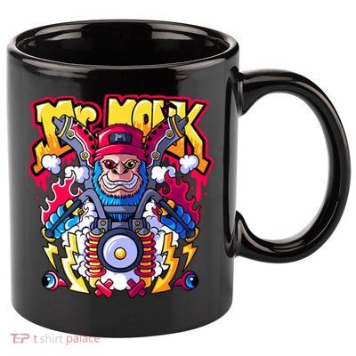 Mr. Monkey Monk Cool Character Riding Motorcycle 11oz C Handle Ceramic Mug
