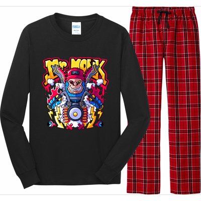 Mr. Monkey Monk Cool Character Riding Motorcycle Long Sleeve Pajama Set