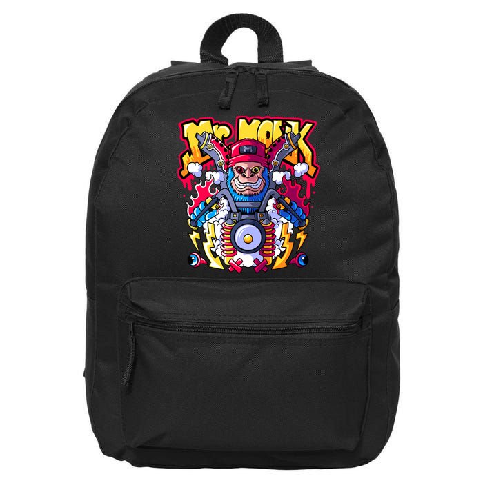 Mr. Monkey Monk Cool Character Riding Motorcycle 16 in Basic Backpack