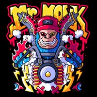 Mr. Monkey Monk Cool Character Riding Motorcycle 16 in Basic Backpack