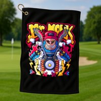 Mr. Monkey Monk Cool Character Riding Motorcycle Golf Towel