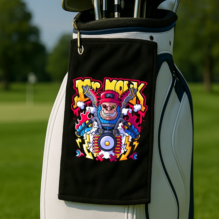 Mr. Monkey Monk Cool Character Riding Motorcycle Golf Towel