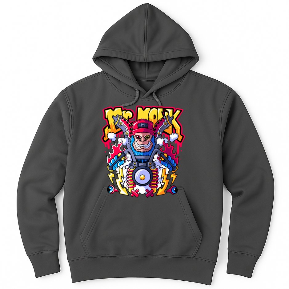 Mr. Monkey Monk Cool Character Riding Motorcycle Hoodie