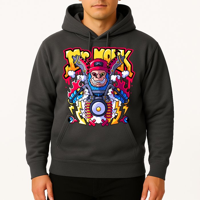 Mr. Monkey Monk Cool Character Riding Motorcycle Hoodie