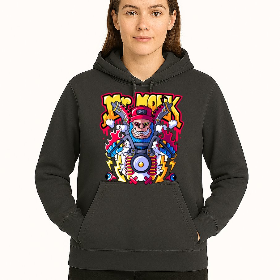 Mr. Monkey Monk Cool Character Riding Motorcycle Hoodie