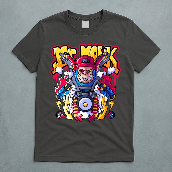 Mr. Monkey Monk Cool Character Riding Motorcycle T-Shirt