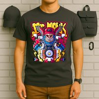 Mr. Monkey Monk Cool Character Riding Motorcycle T-Shirt