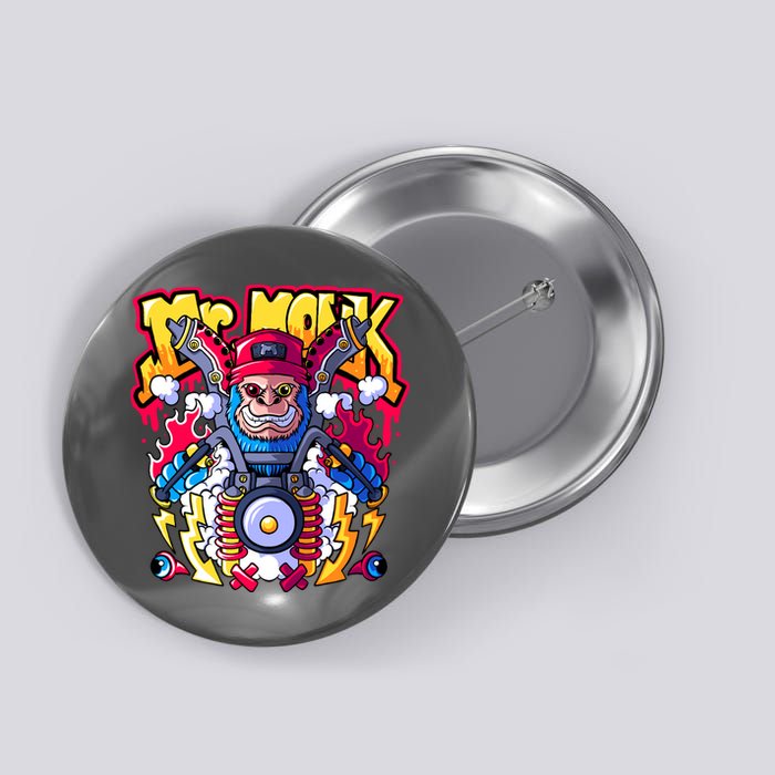 Mr. Monkey Monk Cool Character Riding Motorcycle Button