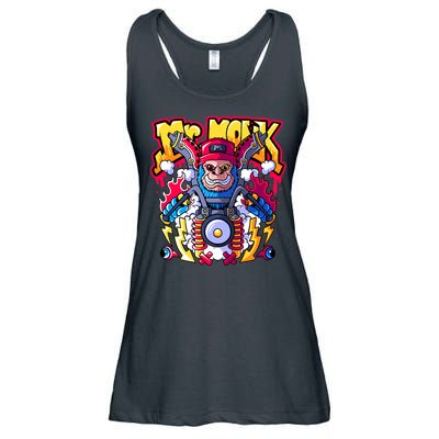 Mr. Monkey Monk Cool Character Riding Motorcycle Ladies Essential Flowy Tank