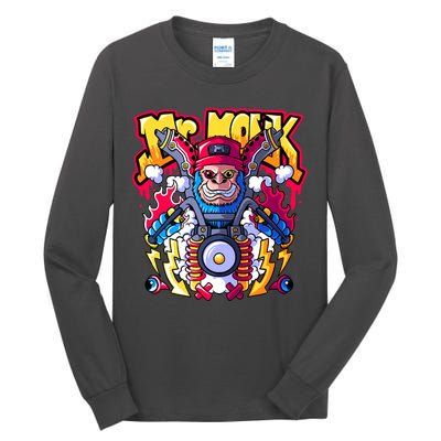 Mr. Monkey Monk Cool Character Riding Motorcycle Tall Long Sleeve T-Shirt
