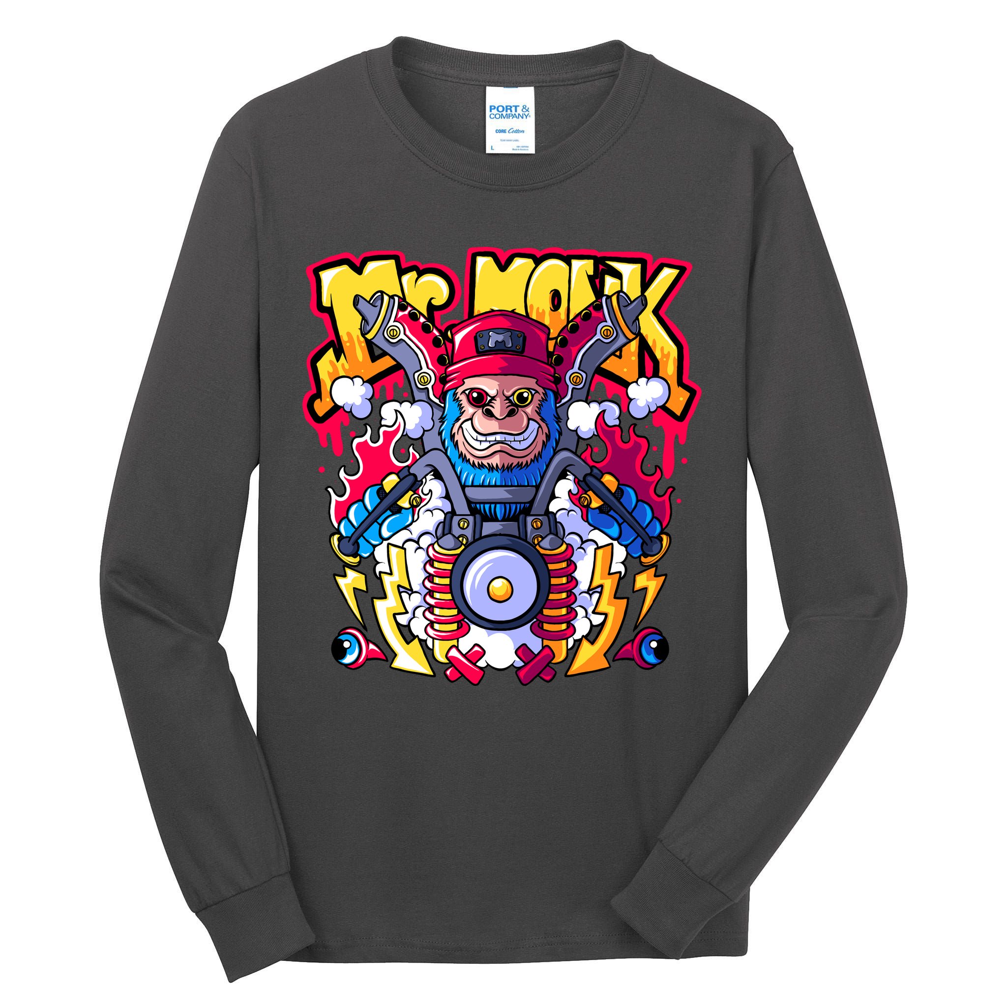 Mr. Monkey Monk Cool Character Riding Motorcycle Tall Long Sleeve T-Shirt