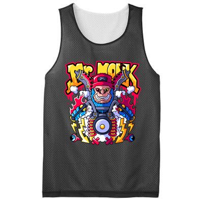 Mr. Monkey Monk Cool Character Riding Motorcycle Mesh Reversible Basketball Jersey Tank