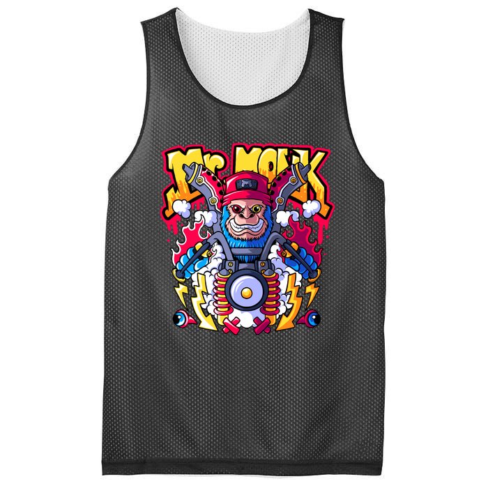 Mr. Monkey Monk Cool Character Riding Motorcycle Mesh Reversible Basketball Jersey Tank