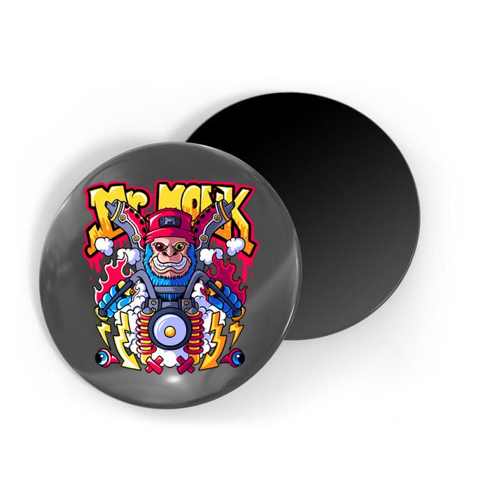 Mr. Monkey Monk Cool Character Riding Motorcycle Magnet