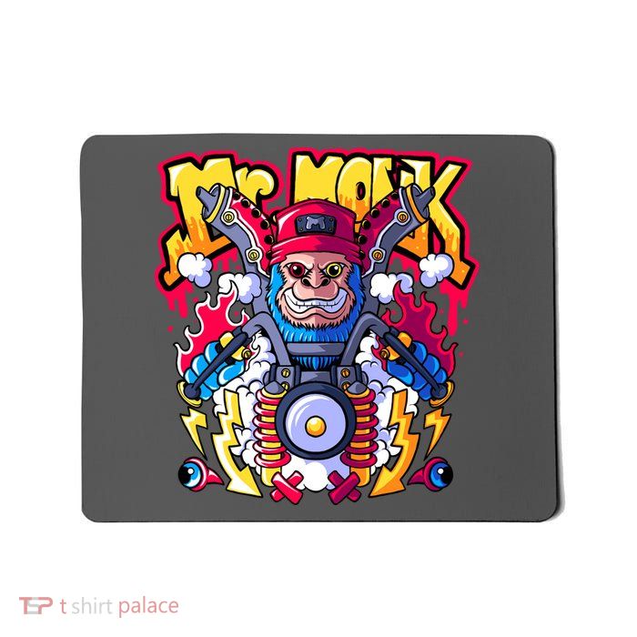 Mr. Monkey Monk Cool Character Riding Motorcycle Mousepad