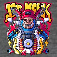 Mr. Monkey Monk Cool Character Riding Motorcycle Poster