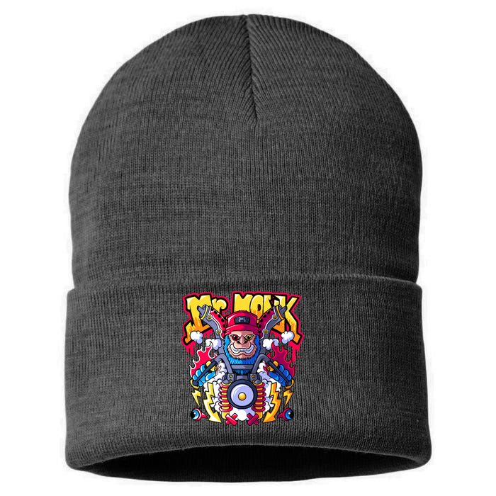 Mr. Monkey Monk Cool Character Riding Motorcycle Sustainable Knit Beanie