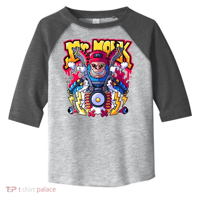 Mr. Monkey Monk Cool Character Riding Motorcycle Toddler Fine Jersey T-Shirt
