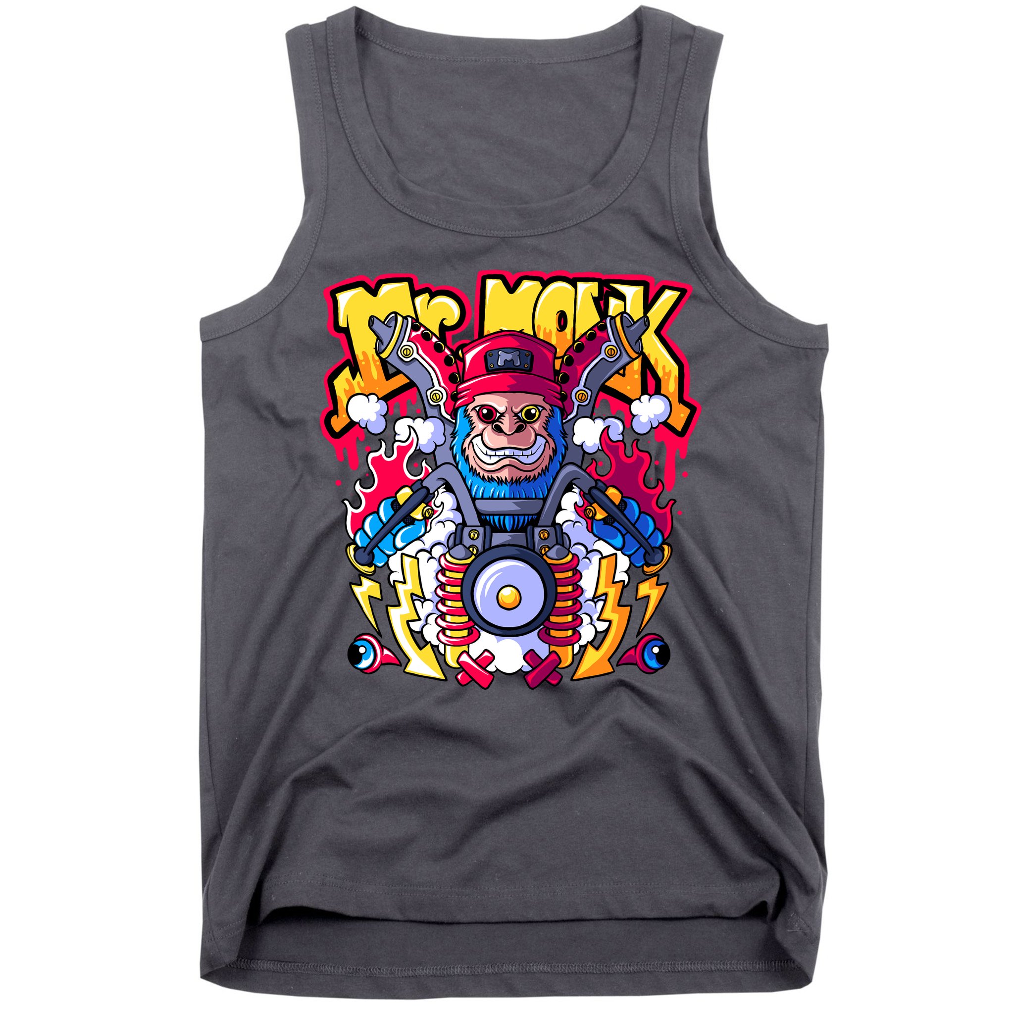 Mr. Monkey Monk Cool Character Riding Motorcycle Tank Top