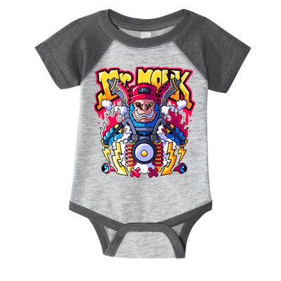 Mr. Monkey Monk Cool Character Riding Motorcycle Infant Baby Jersey Bodysuit