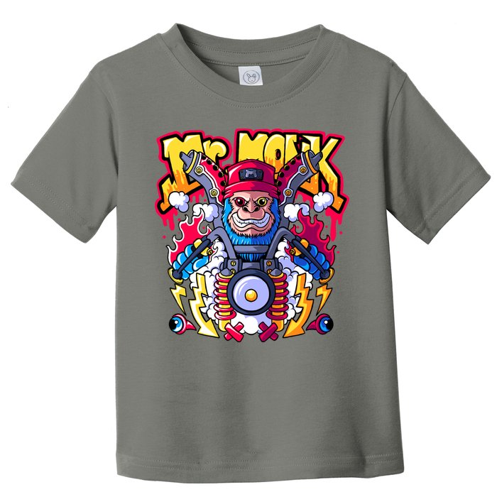 Mr. Monkey Monk Cool Character Riding Motorcycle Toddler T-Shirt