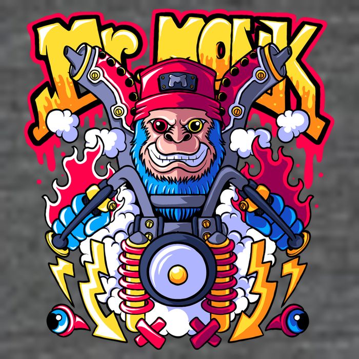 Mr. Monkey Monk Cool Character Riding Motorcycle Toddler T-Shirt