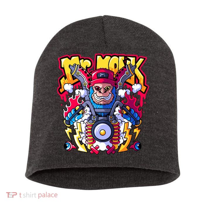 Mr. Monkey Monk Cool Character Riding Motorcycle Short Acrylic Beanie